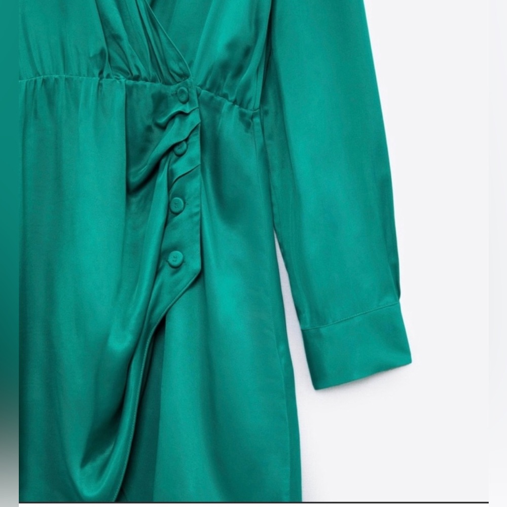 ZARA SATIN WRAPPED AND BUTTONS DRESS 🟡🟡BLOGGER FAV🟡🟡 - Picture 8 of 10